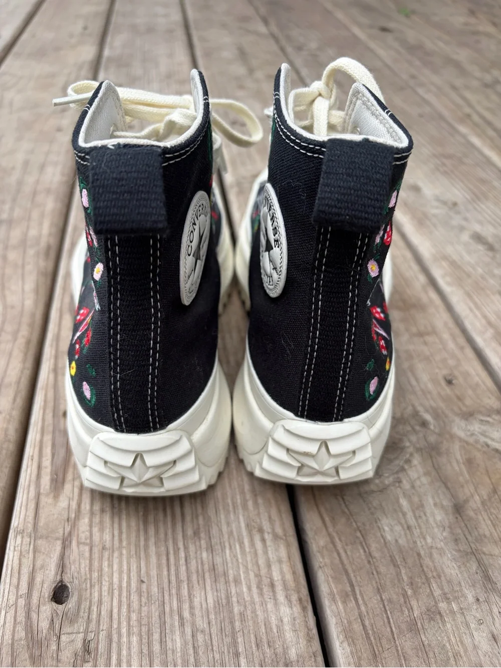 Converse Run Star Hike High Top Sneaker Black Embroidered